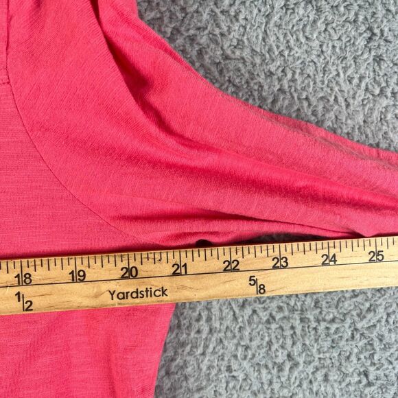 Soft Surroundings Blouse Large Henley Pink 5 Button Pullover Roll Tab Sleeve - Picture 6 of 9